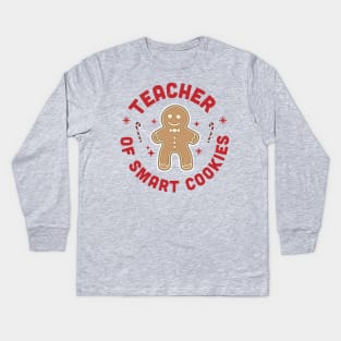 Teacher of Smart Cookies Gingerbread Man Christmas Teacher Kids Long Sleeve T-Shirt